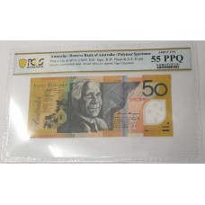 AUSTRALIA 1995 . FIFTY 50 DOLLARS BANKNOTE . SPECIMEN . PCGS SLABBED